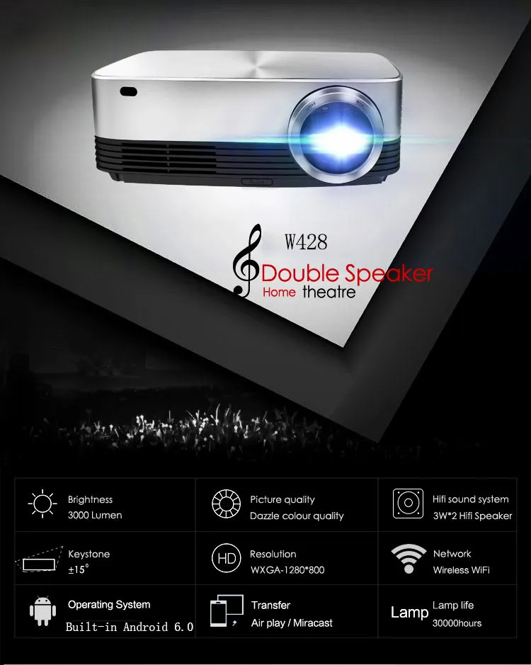 1080P 4K Laser Mobile Smart Android Home Theater HD LED Projectors