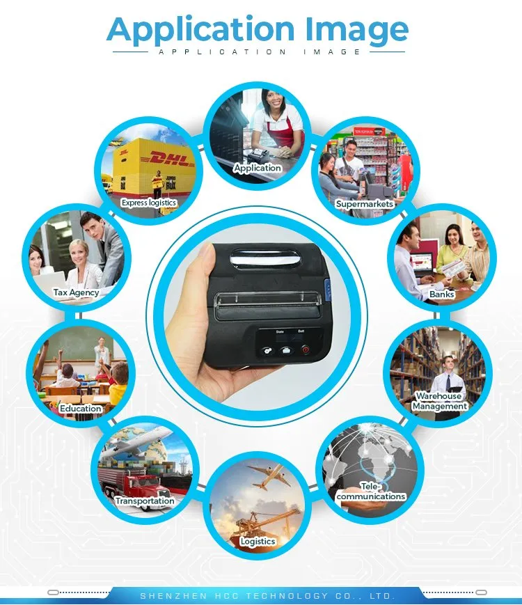 3inch Mobile Bluetooth 44/58/80mm Thermal Label Barcode ESC-POS Printer with LCD (HCC-L31)