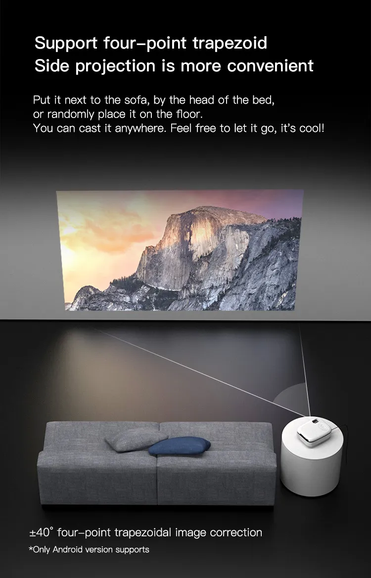 4K HD Home Theater Pocket Projection Screen Mini LED Projector for Home