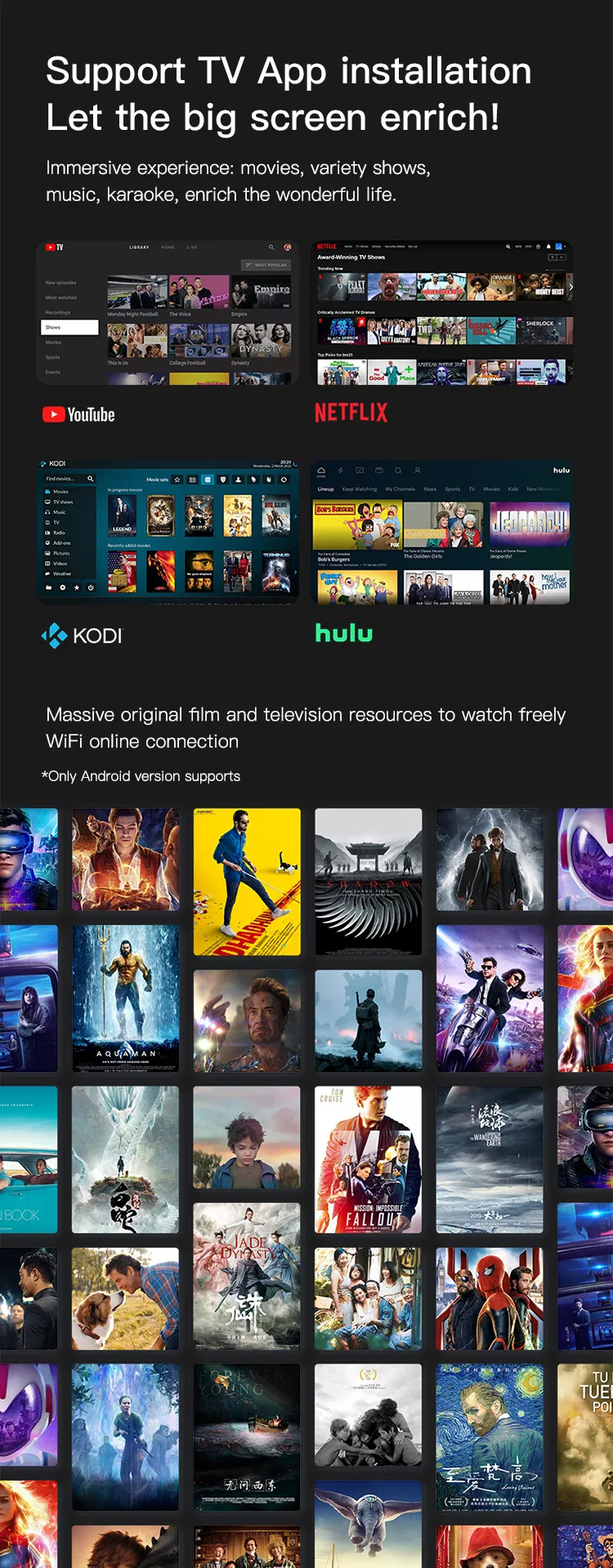 4K HD Home Theater Pocket Projection Screen Mini LED Projector for Home