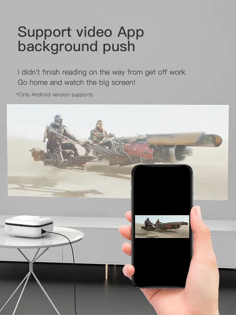 4K HD Home Theater Pocket Projection Screen Mini LED Projector for Home