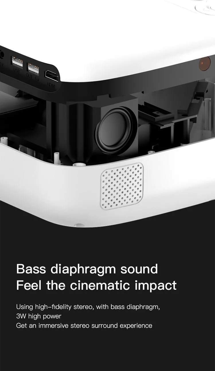 4K HD Home Theater Pocket Projection Screen Mini LED Projector for Home