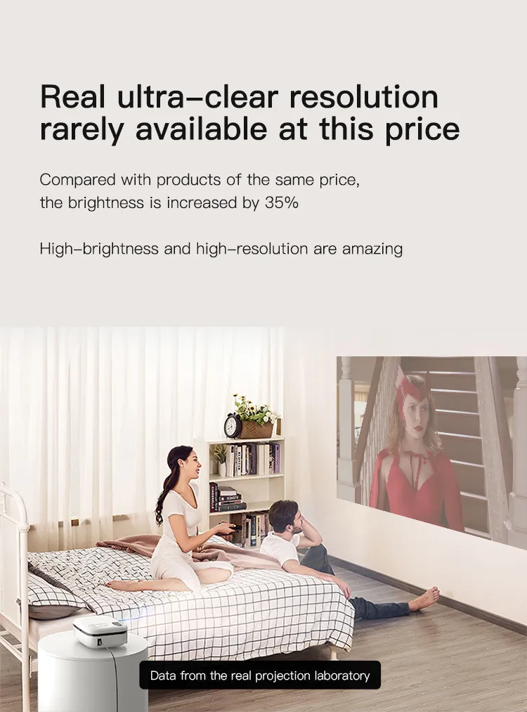 4K HD Home Theater Pocket Projection Screen Mini LED Projector for Home