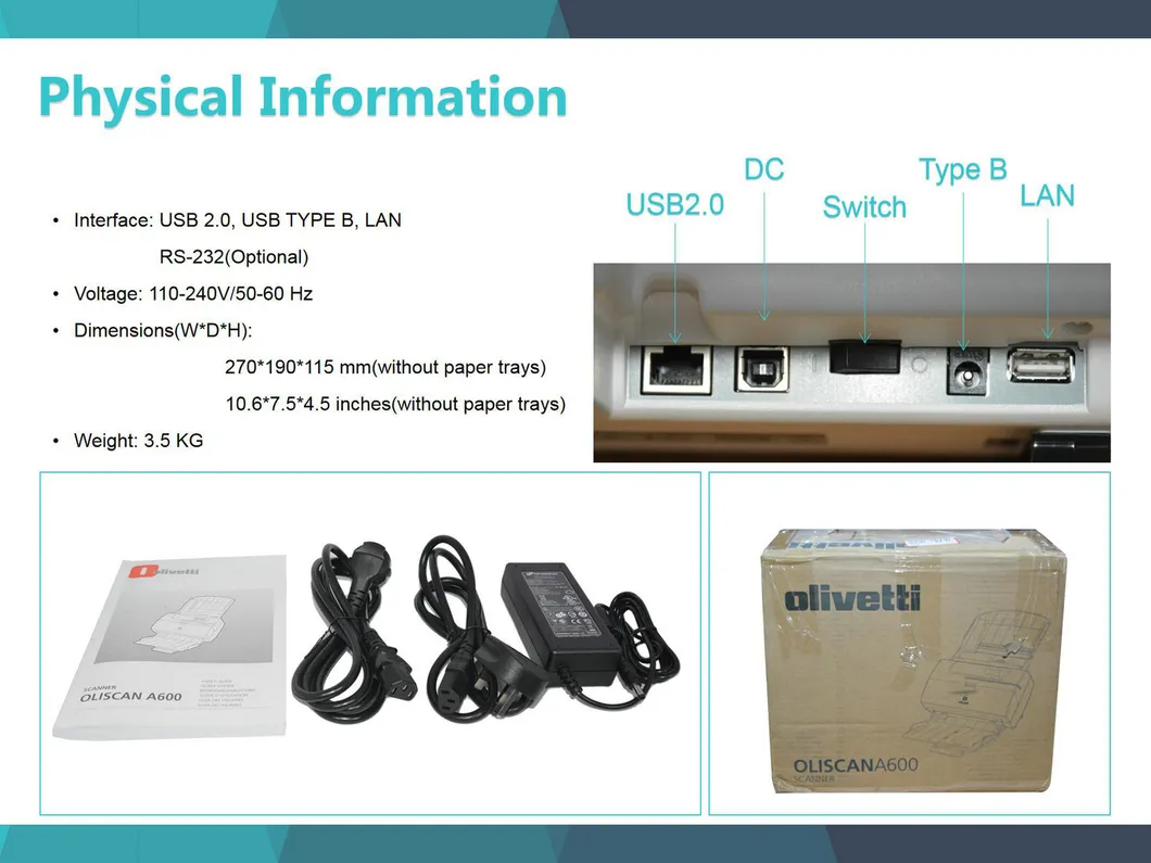 600dpi High Speed Color Duplex Ocr A4 Document Scanner with Micr Reader (A600)