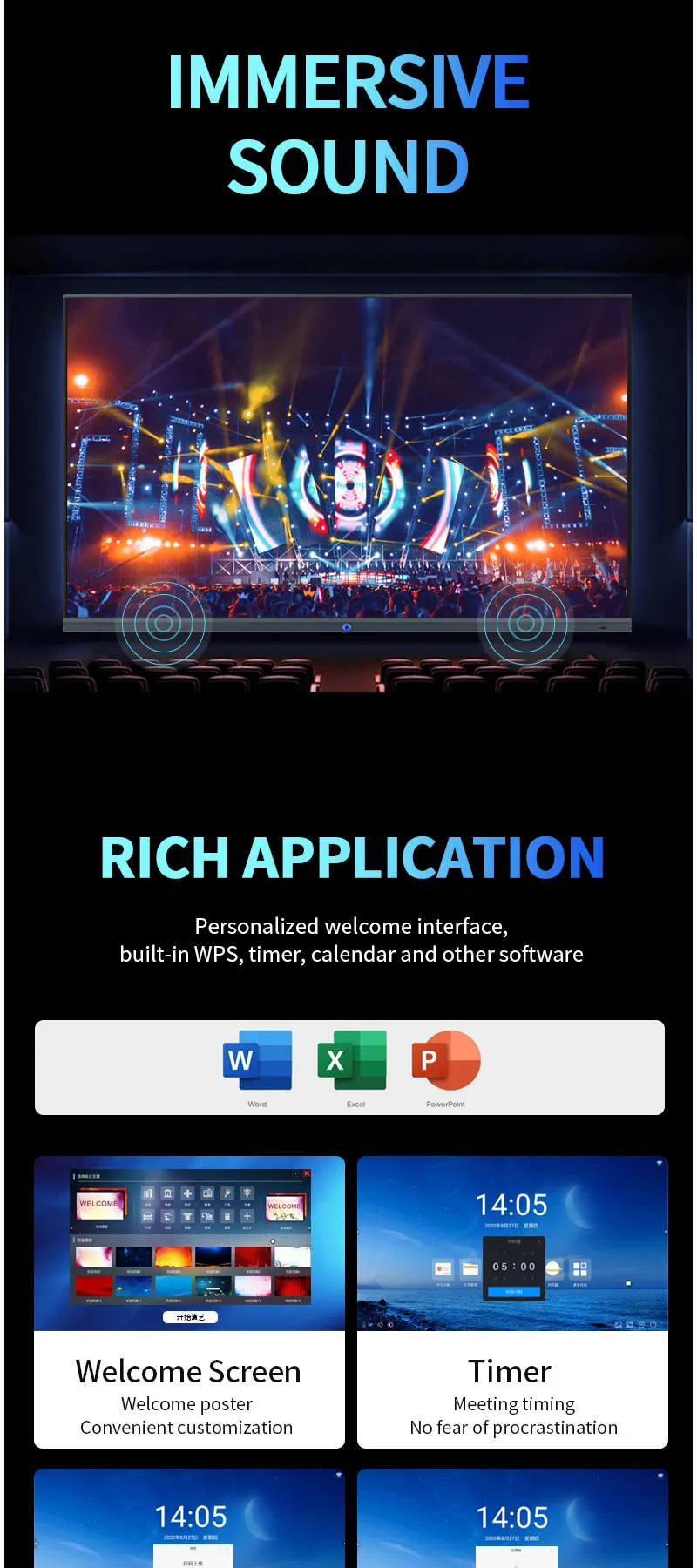 65 Inch LCD OPS IR-Touch 10 Points 20 Dots Wall Mount Interactive Smart Board Touch-Screen Whiteboard