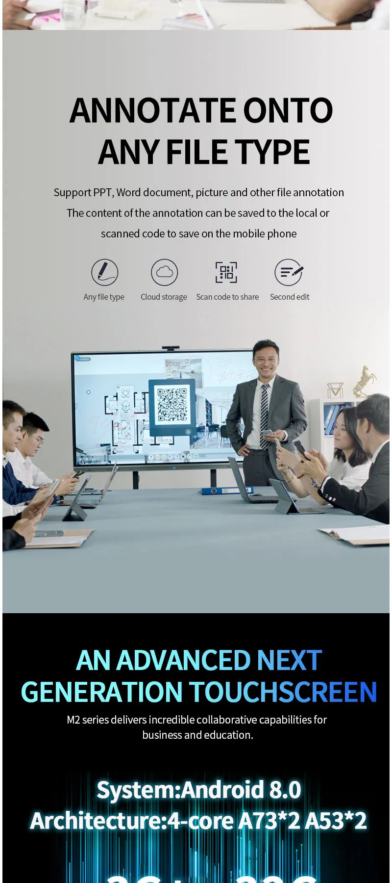 65 Inch LCD OPS IR-Touch 10 Points 20 Dots Wall Mount Interactive Smart Board Touch-Screen Whiteboard