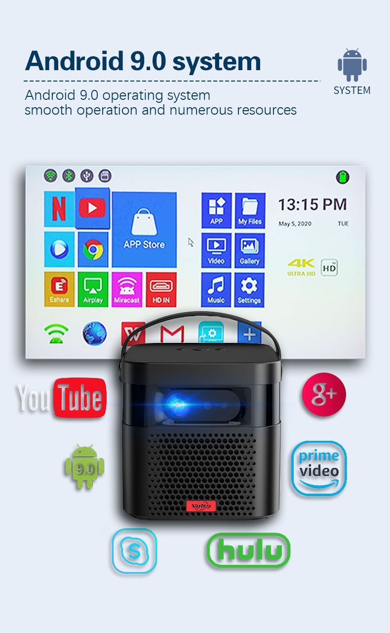 Amazon Top Hotsale HD 1080P LED DLP 3D 4K Android Smart Portable Mini Projector 4K Screen LED Projectors for Sale