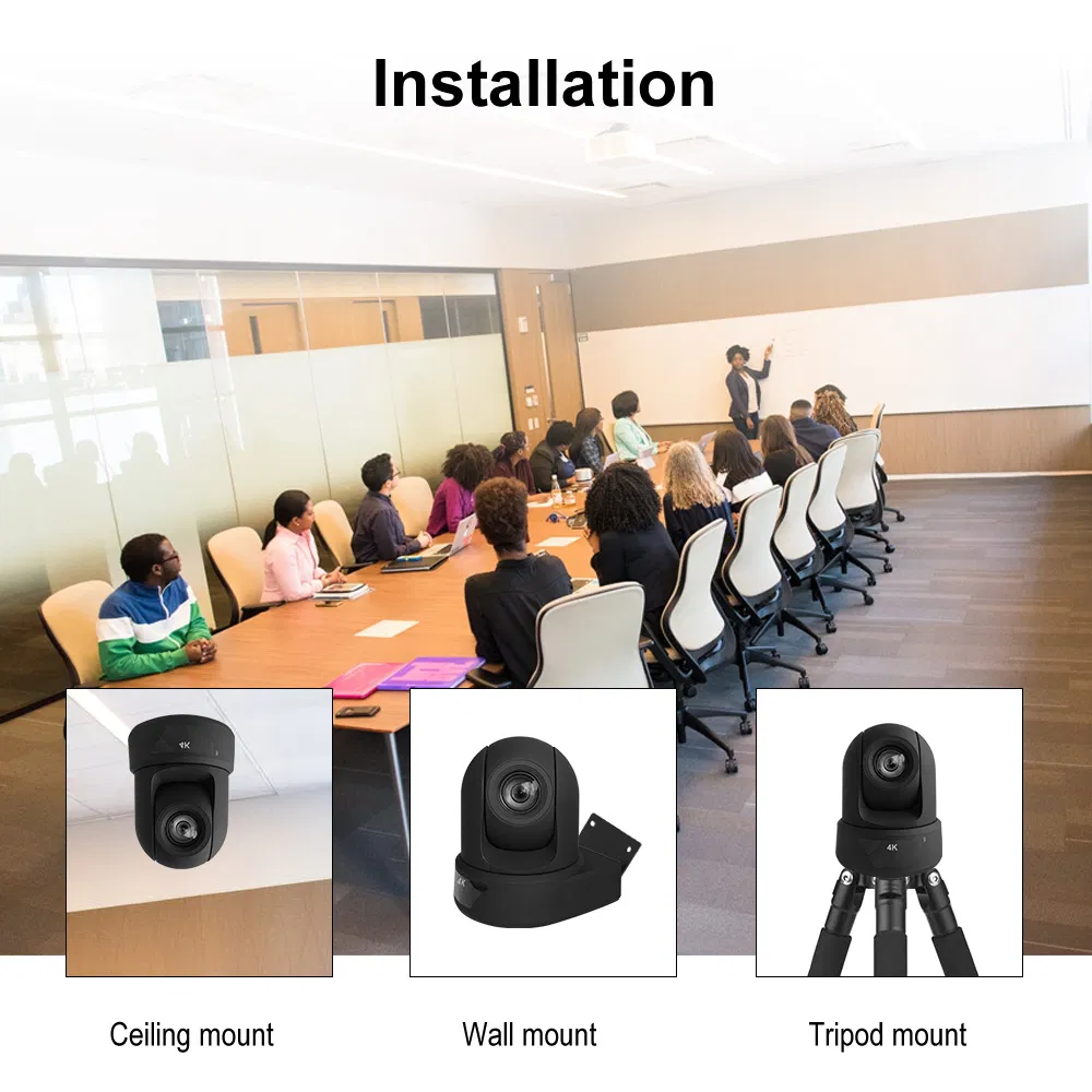 Anxinshi 4K UHD 20X Optical Zoom PTZ IP/HDMI/SDI 3 in 1 Video Conference Camera