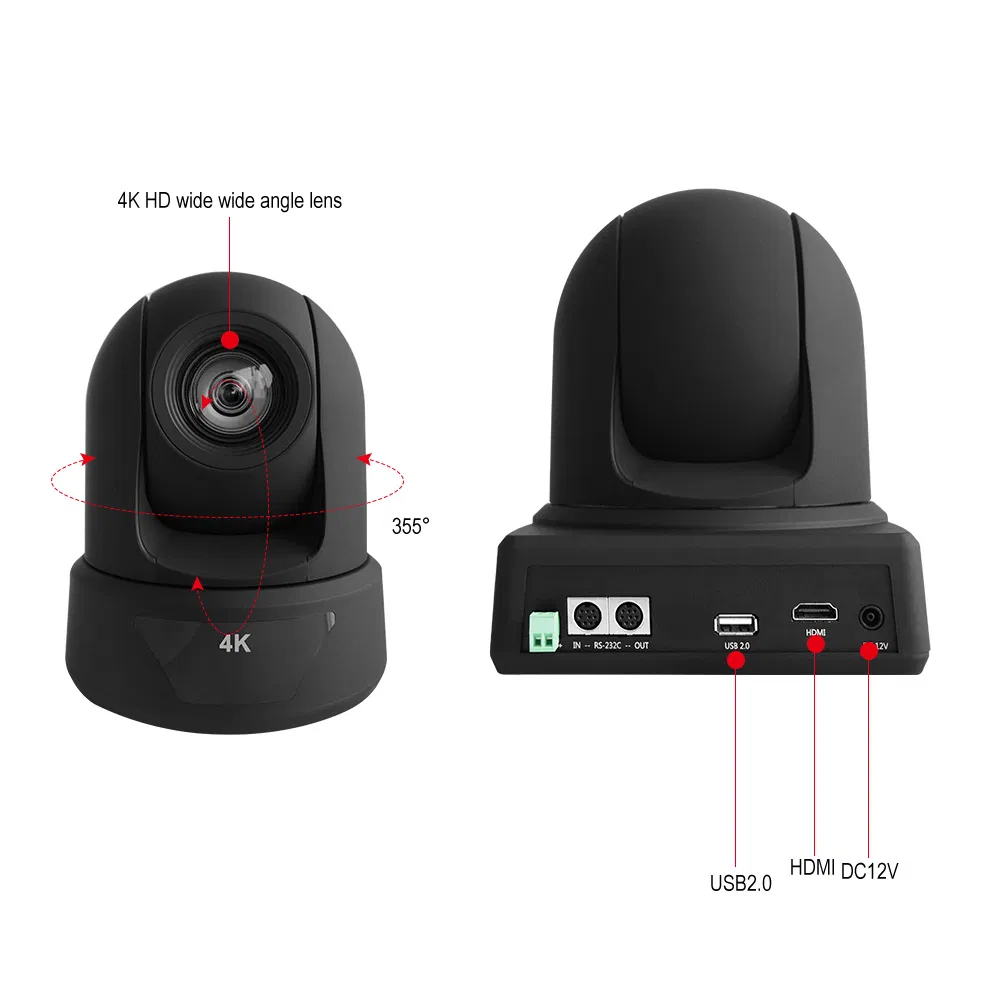 Anxinshi 4K UHD 20X Optical Zoom PTZ IP/HDMI/SDI 3 in 1 Video Conference Camera