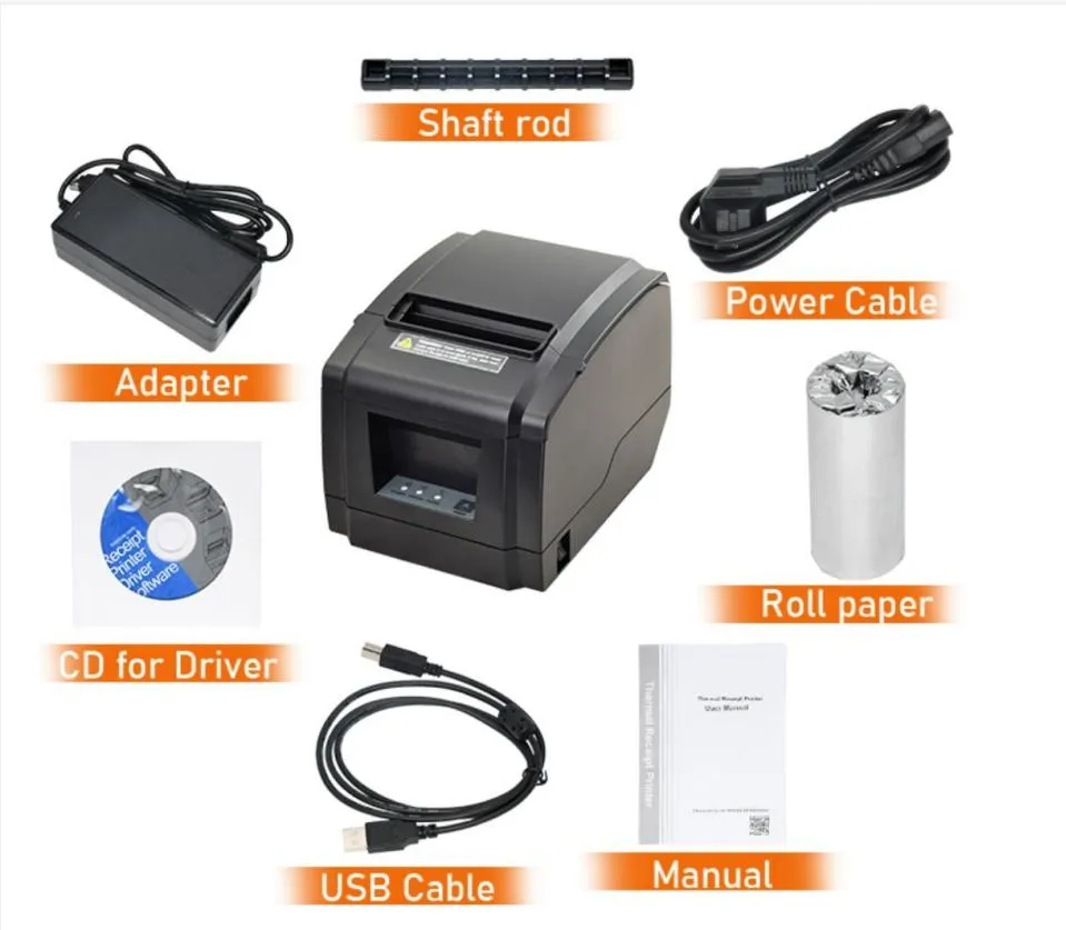 Auto Cutting USB Serial LAN Port Receipt Printer 80mm Thermal POS Printer