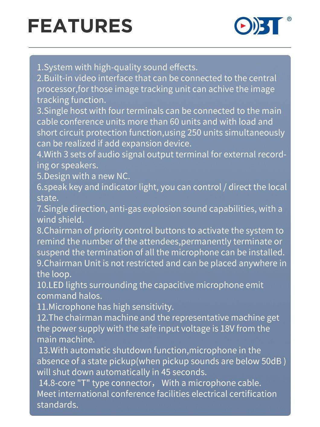 Chairman Unit Wired Meeting Audio Conference System with Condenser Microphone