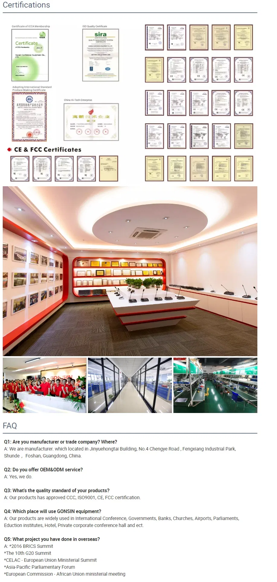 Conference Fs Fhss Wireless Translation System for Outdoor, Indoor, Temporary, Fixed Conference Place