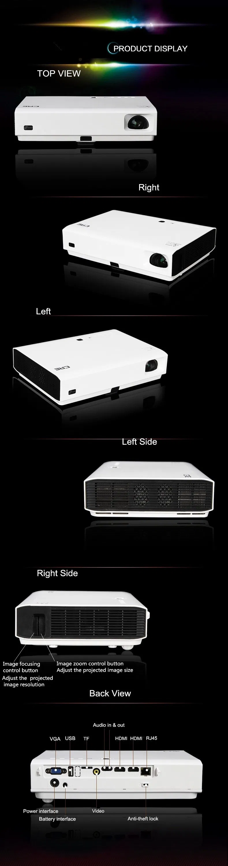 Cre Approved Mini DLP Projector with Bluetooth 3D Glasses WiFi Android