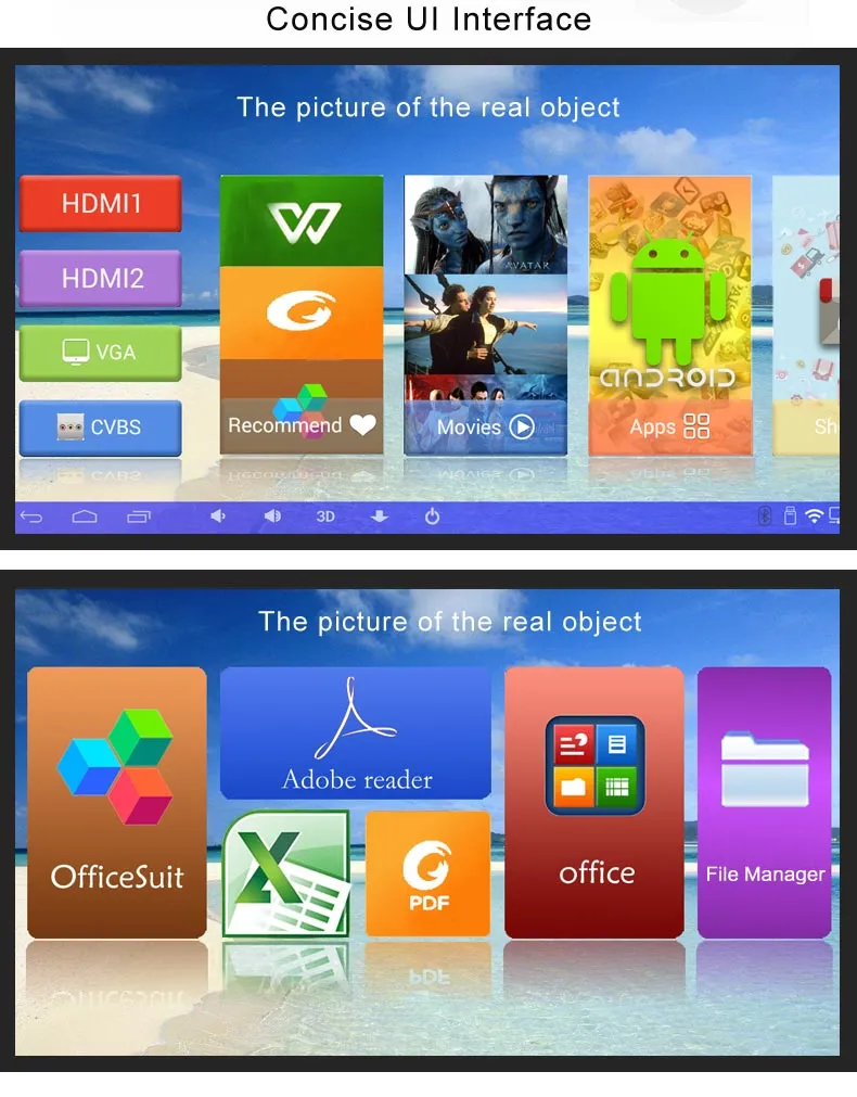 Cre Approved Mini DLP Projector with Bluetooth 3D Glasses WiFi Android