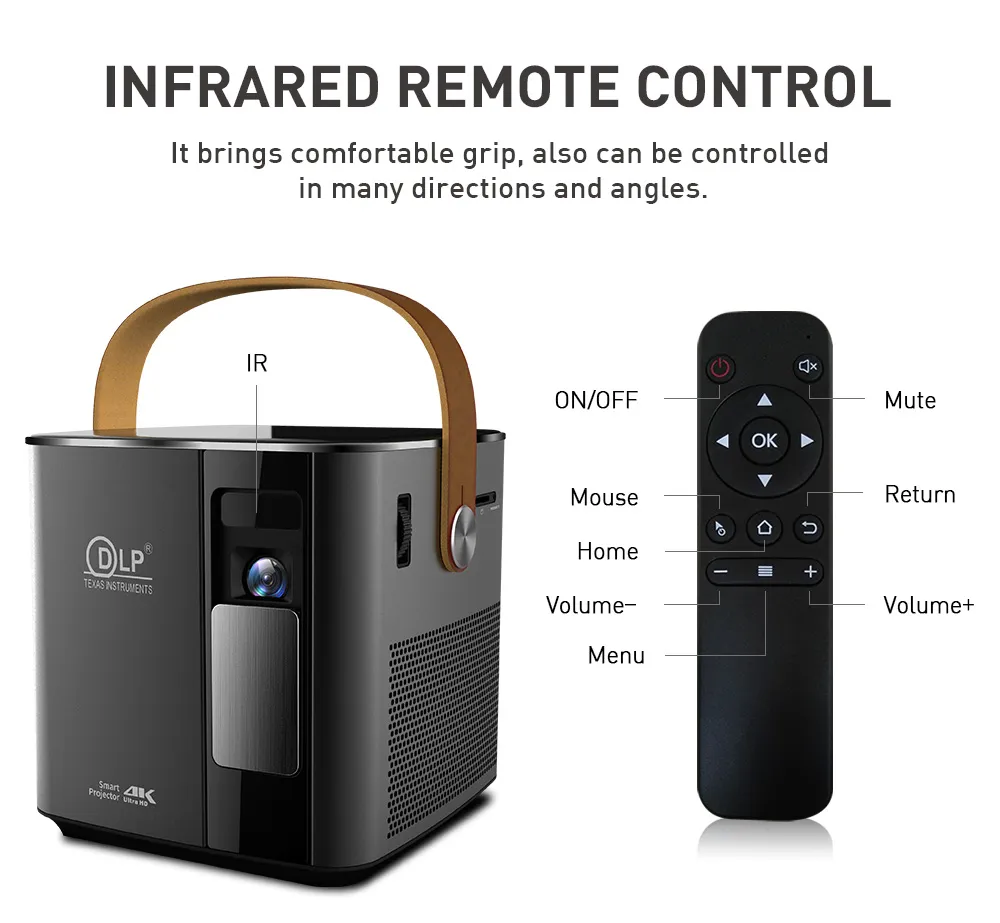 DLP Projector Portable High Definition Cinema 720p Smart Projector for Office Home Business Teaching