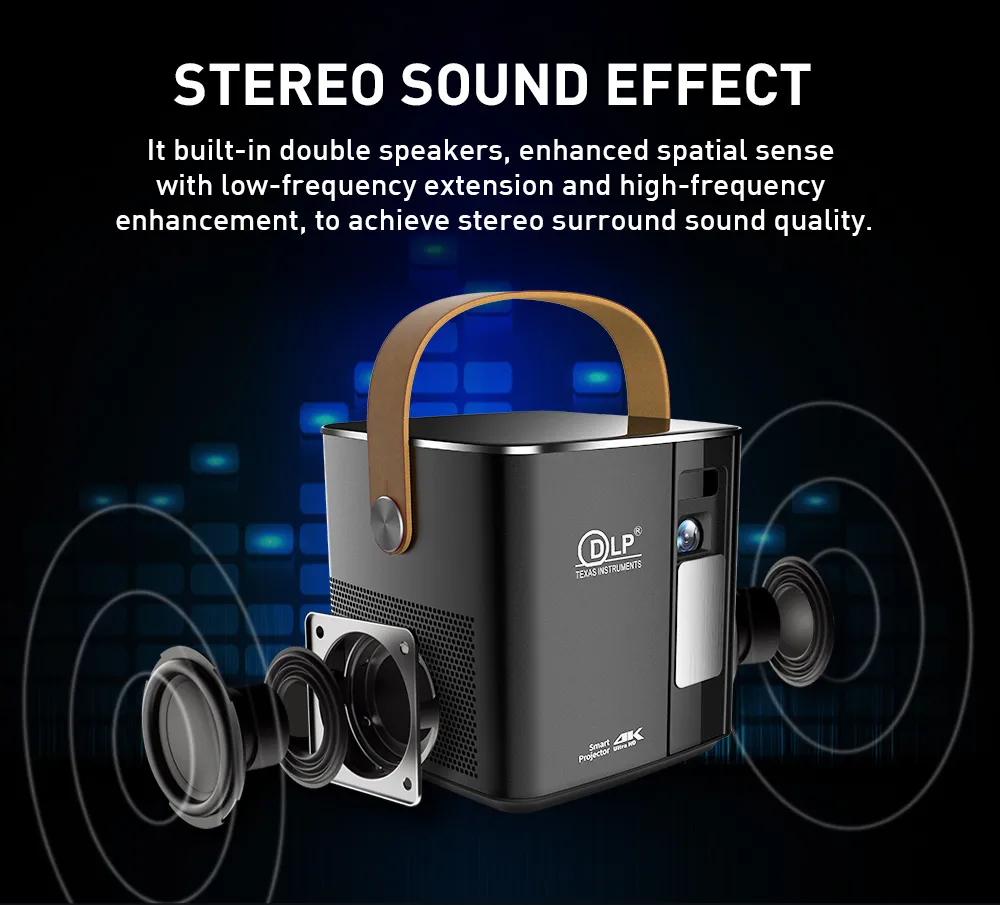 DLP Projector Portable High Definition Cinema 720p Smart Projector for Office Home Business Teaching