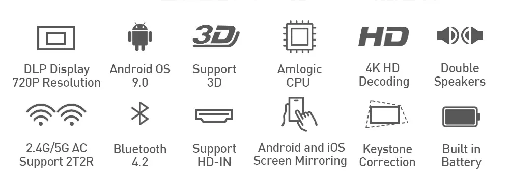 DLP Projector Portable High Definition Cinema 720p Smart Projector for Office Home Business Teaching