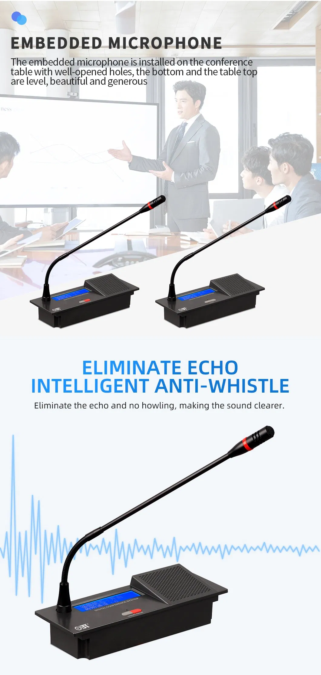 Double Flexible Tubes Dynamic Studio Microphones Conference System Video Condenser Microphone