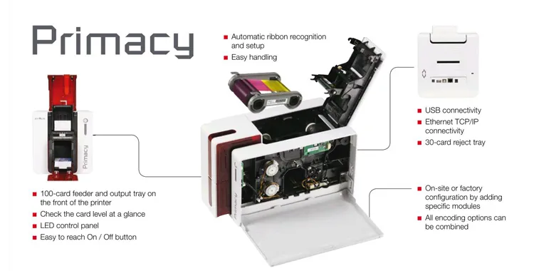 Evolis Primacy Employee Badge Membership Card Single Side ID Card Printer PVC Card Printer