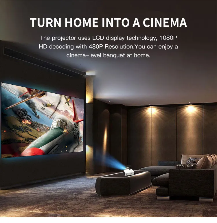 Excel Digital LED Mini Mobile Projector HD 1080P 300 Inch Mini Portable Home Projector