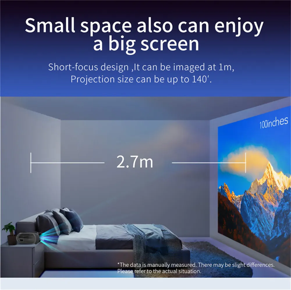 Full HD 1080P Support Fro Wireless Miracast Mini Projector for Home Entertainment