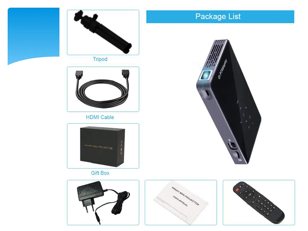 Full HD DLP Mini Projector Home Business Teaching Multifunctional Display Easy to Carry