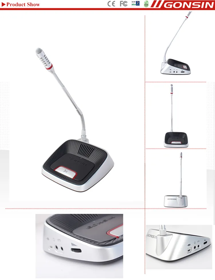 Gonsin Wireless Conference System Audio Discussion Microphone Meeting Equipment Gooseneck Microfono De Conferencia Inalambrico