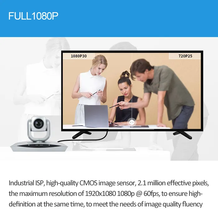 HD PTZ 20X Zoom 1080P@60fps DVI-I USB 2.0 3G-SDI Video Conference Camera