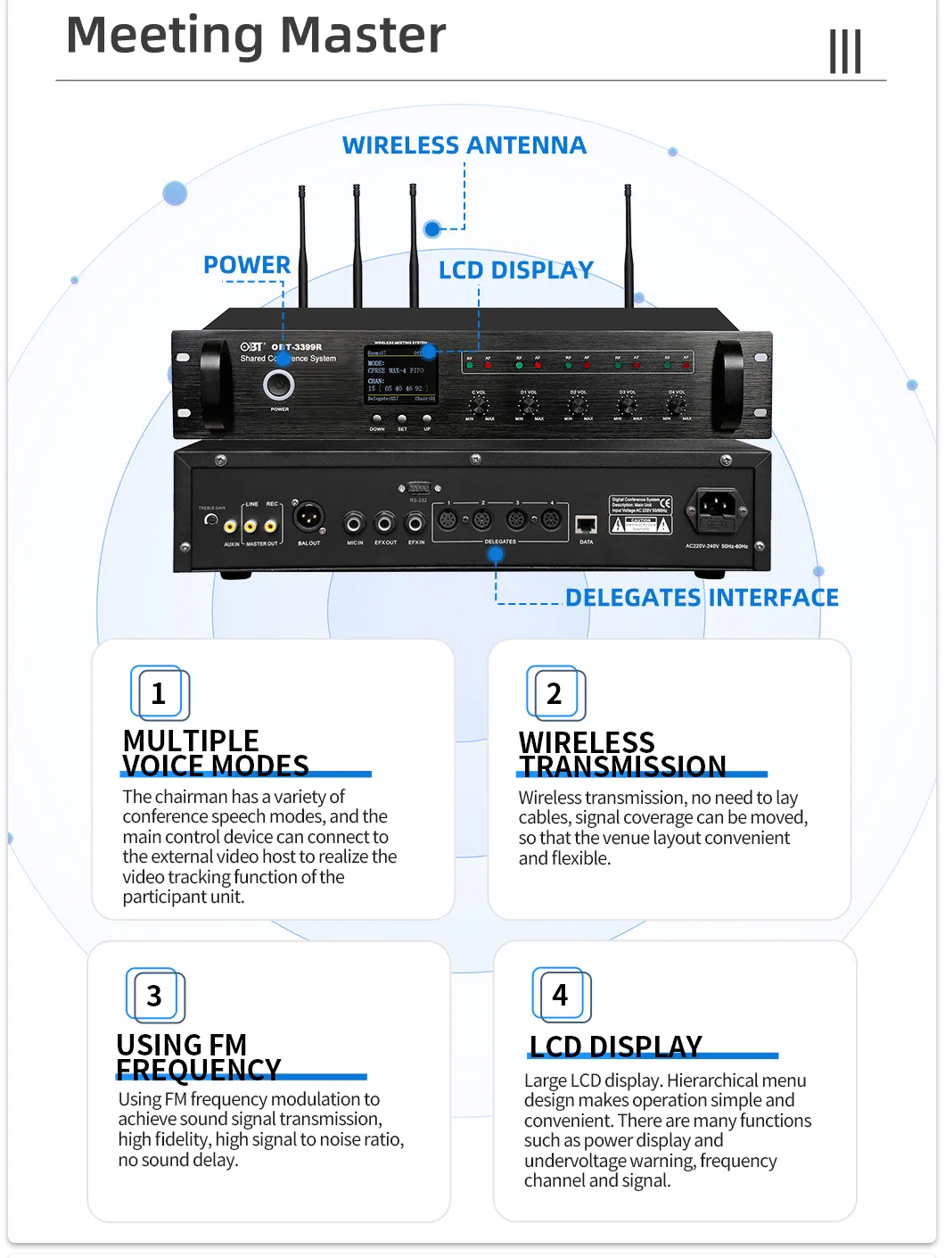 High Quality Conference Room Speaker Wireless Condenser Microphone Mic Headphone