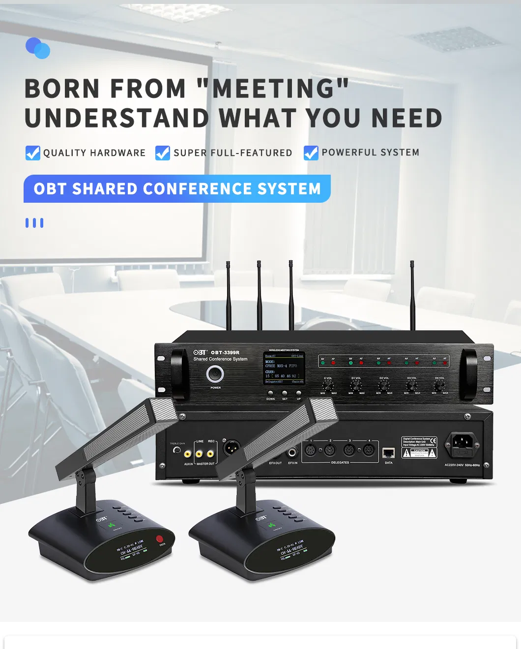 High Quality Conference Room Speaker Wireless Condenser Microphone Mic Headphone