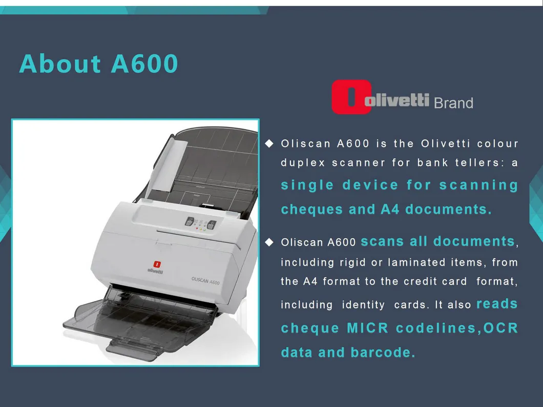 Hot 600dpi Colour Duplex Micr Ocr A4 Portable High Speed Document Scanner (A600)