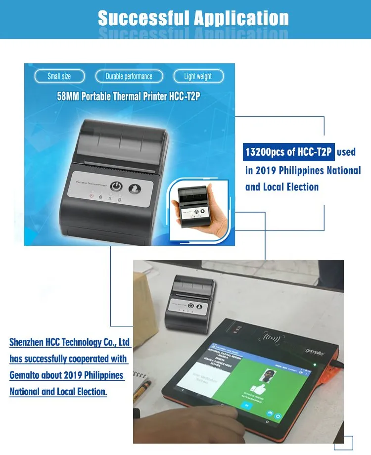 Hot Sale Mini 58mm Bt APP Control DC5V Handheld Mobile Thermal Portable Printer (HCC-T2P)
