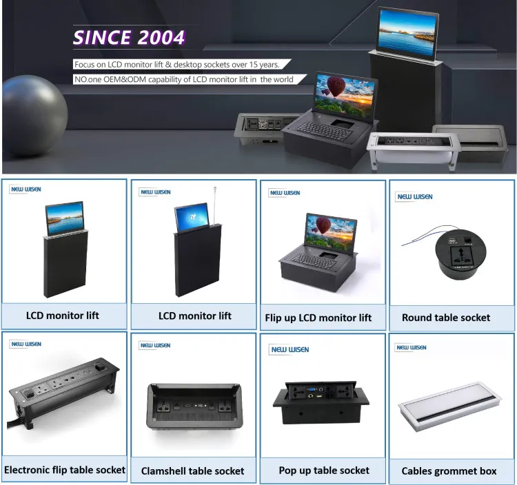 Intelligent Electric Desktop Monitor LCD Lift System for Conference System