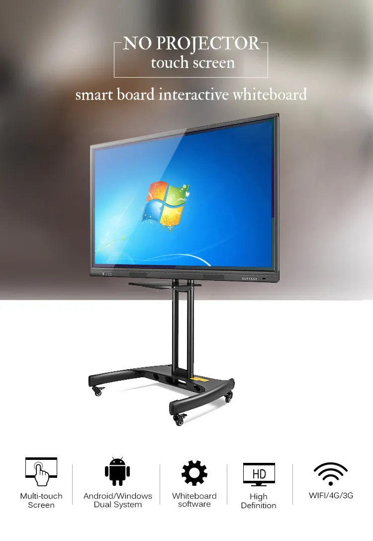 Interactive Board 4K Display Digital Smart Multitouch Portable Digit Whiteboard