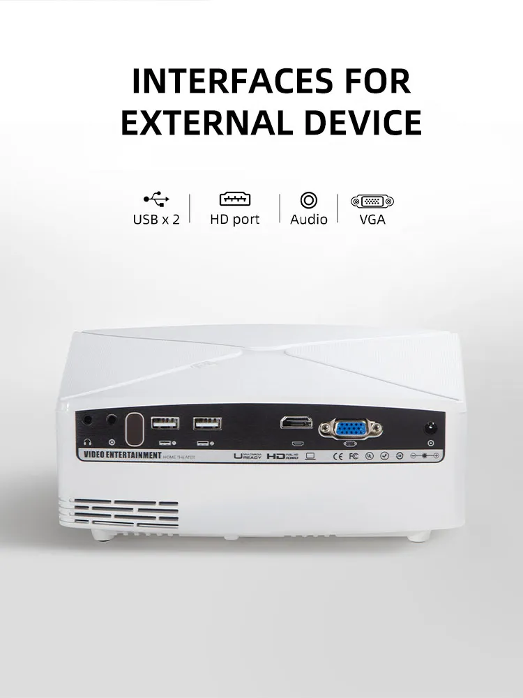 LED Home Theater Video Mini HD Pocket Lien C80 Home Cinema HD Multimedia 1080P White Silver Projector with Cheap Price