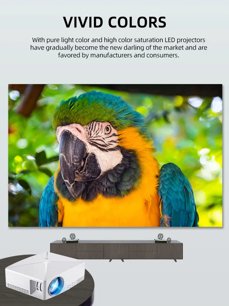 LED Home Theater Video Mini HD Pocket Lien C80 Home Cinema HD Multimedia 1080P White Silver Projector with Cheap Price