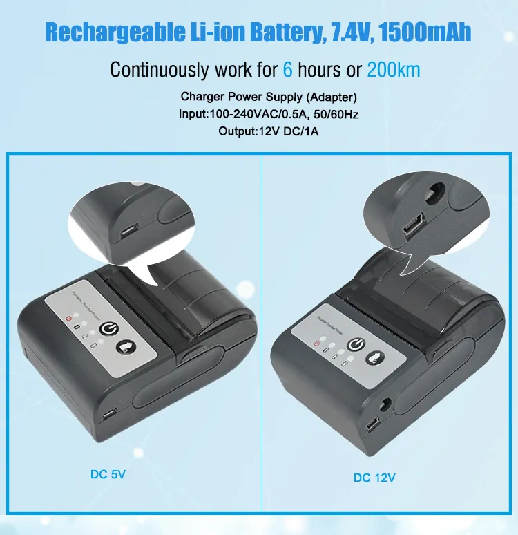 Mini 2 Inch Portable Mobile Bluetooth Thermal Receipt Printer Hcc-T2p