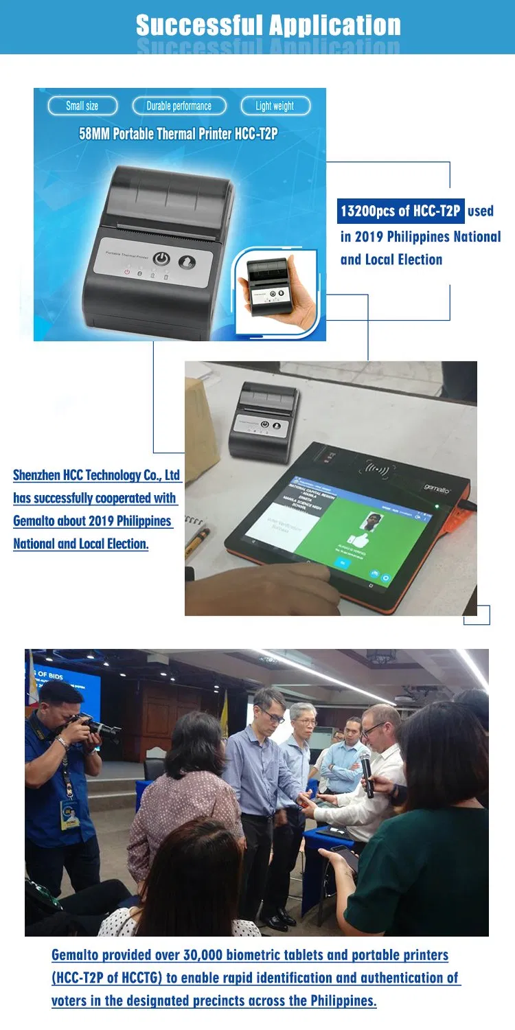 Mini 2 Inch Portable Mobile Bluetooth Thermal Receipt Printer Hcc-T2p