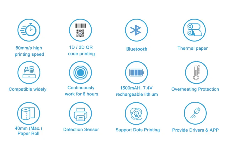 Mini 2 Inch Portable Mobile Bluetooth Thermal Receipt Printer Hcc-T2p