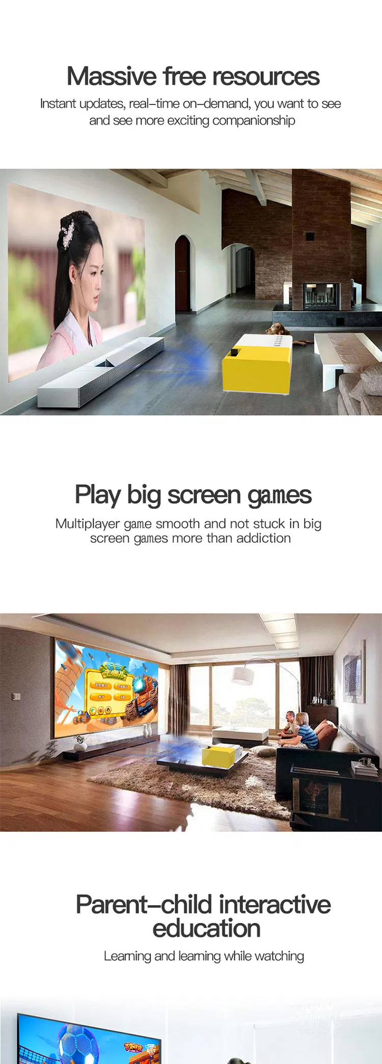 Mini Micro Entertainment Portable Home Wired Screen Projector