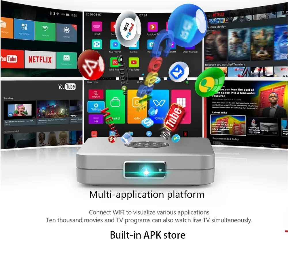 Mini Projector Speaker Capsule Cinema Pocket Anker Nebula DLP Smart Android Wi-Fi Portable