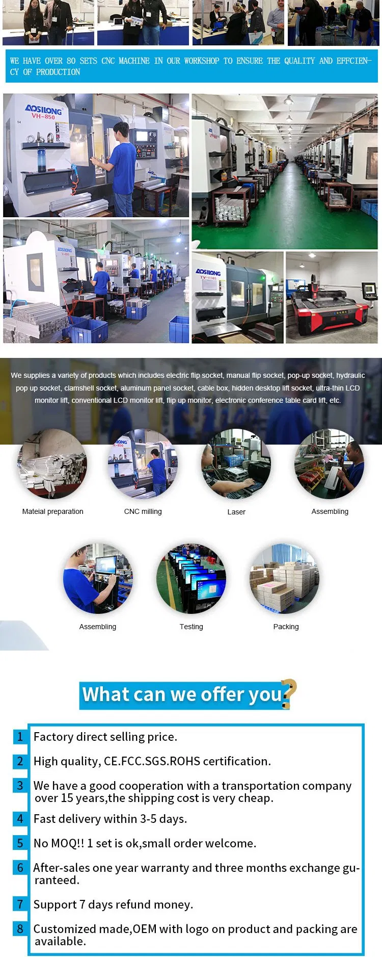 Motorized TV Lift Mechanism Conference Desk LCD Electric Elevation Monitor Lift for Microphone Conference System