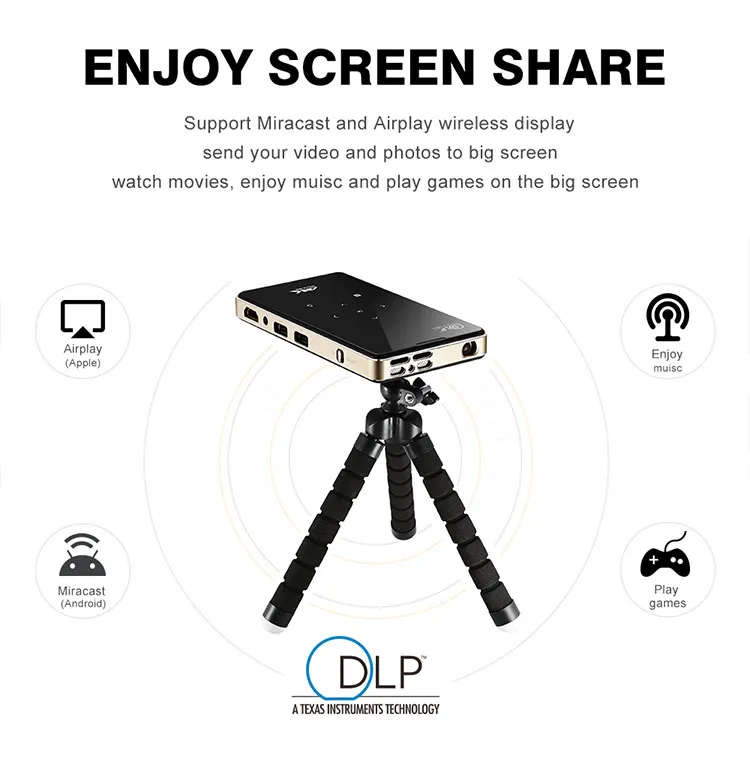 Stable Quality Android 6.0 P9 1GB 8GB Mini Pico Pocket Latest Projector Mobile Phone