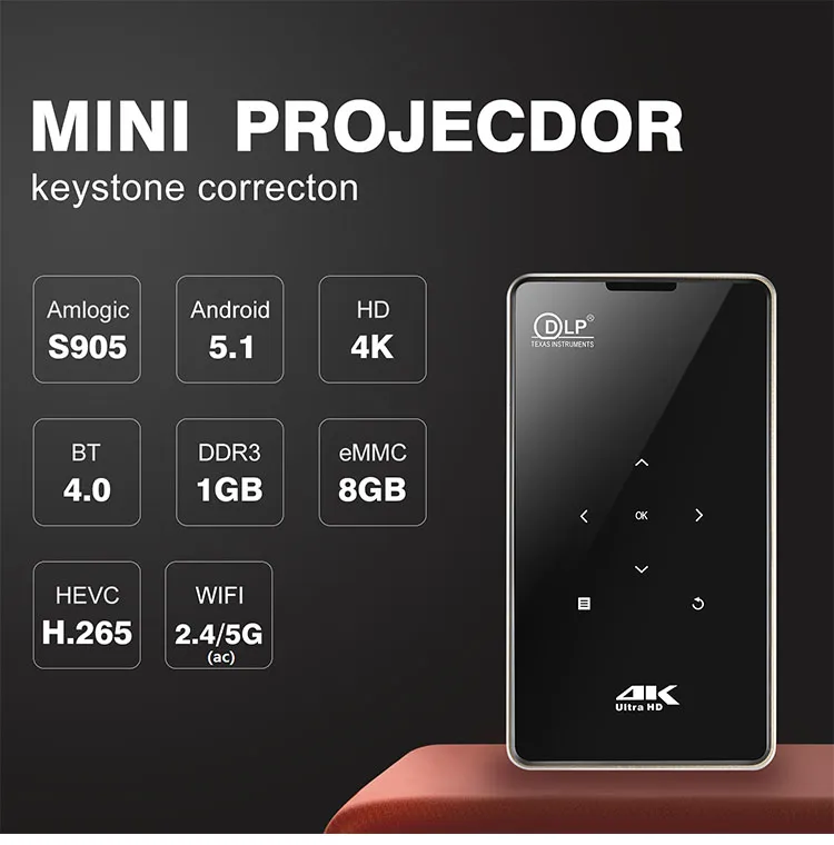 Stable Quality Android 6.0 P9 1GB 8GB Mini Pico Pocket Latest Projector Mobile Phone