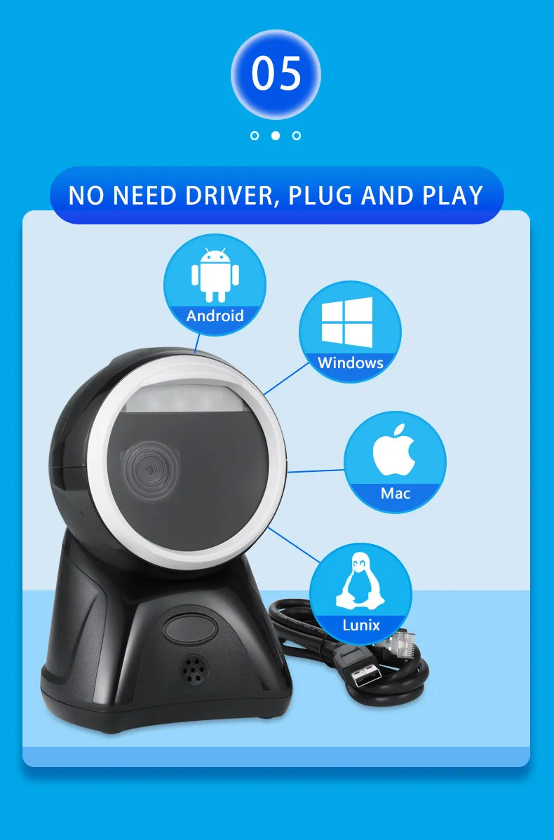 Supermarket Laser Barcode Scanner Ts-S2d70 Omni Directional Scanner