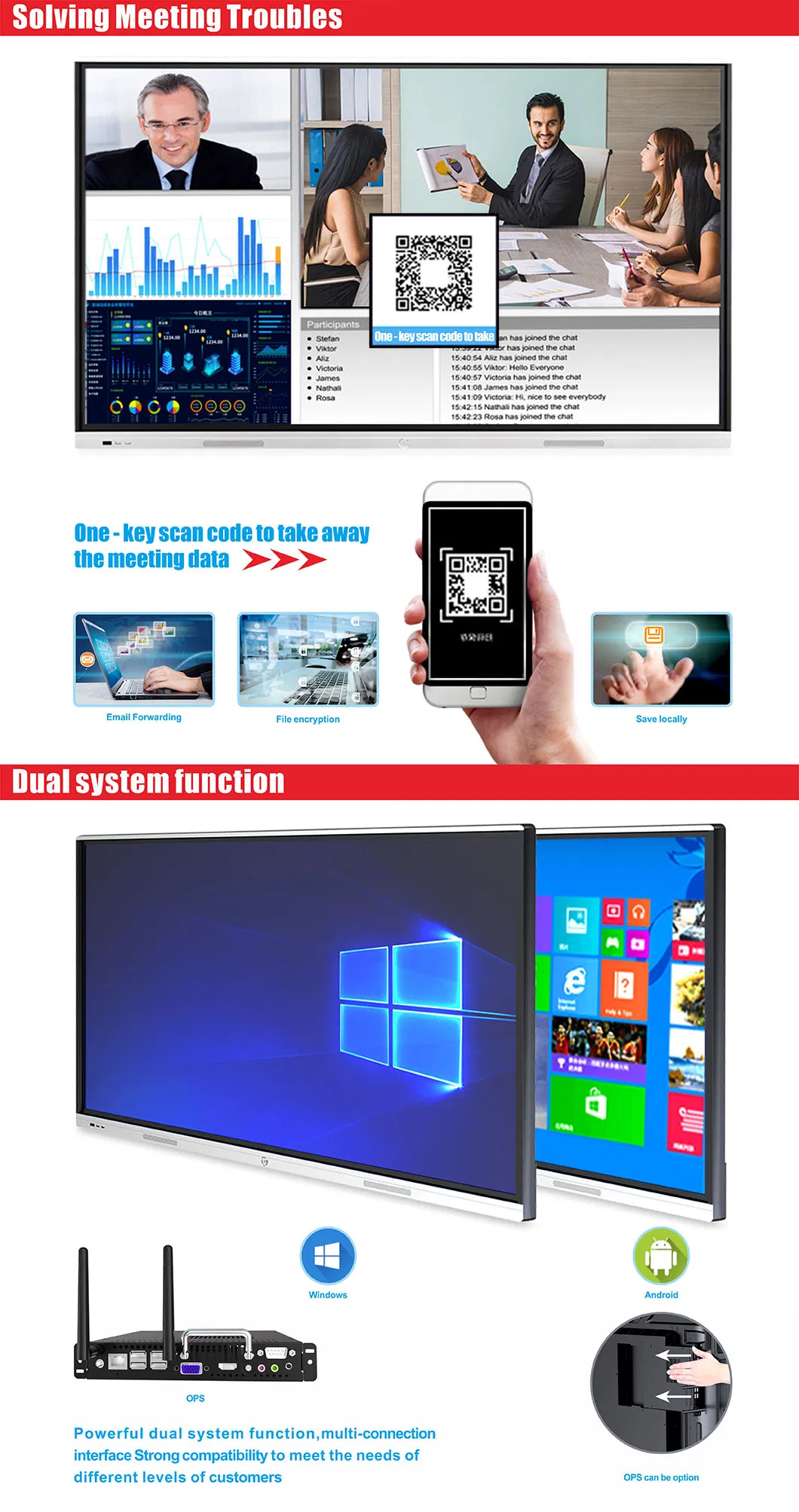 T6 Series 55 Inch Interactive Whiteboard 20 Points Touch Screen Digital Smartboard