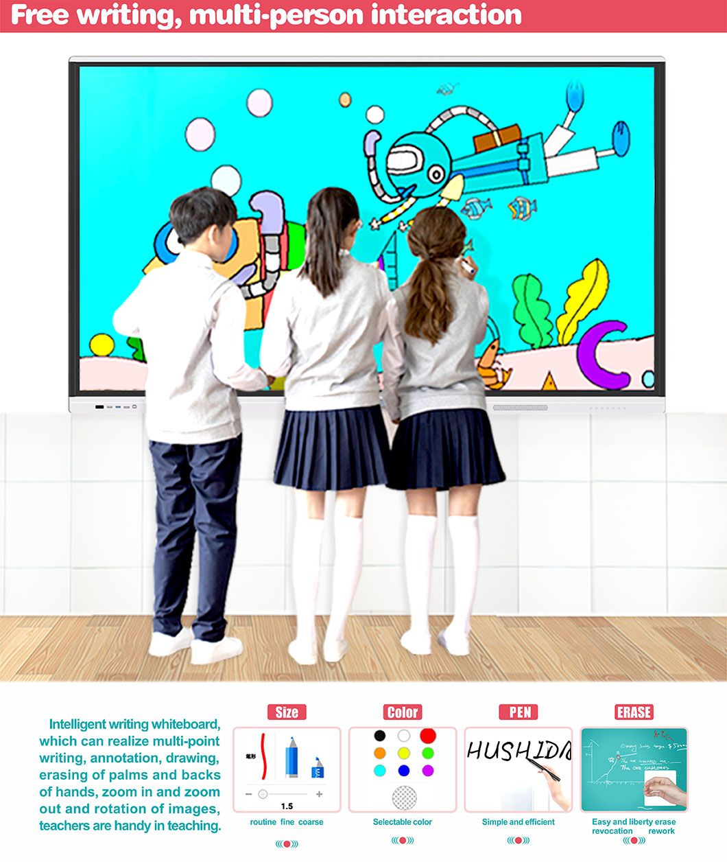 T6 Series 75′′ Touch Display Highlight Intelligent Interactive Whiteboard for Conference&Education