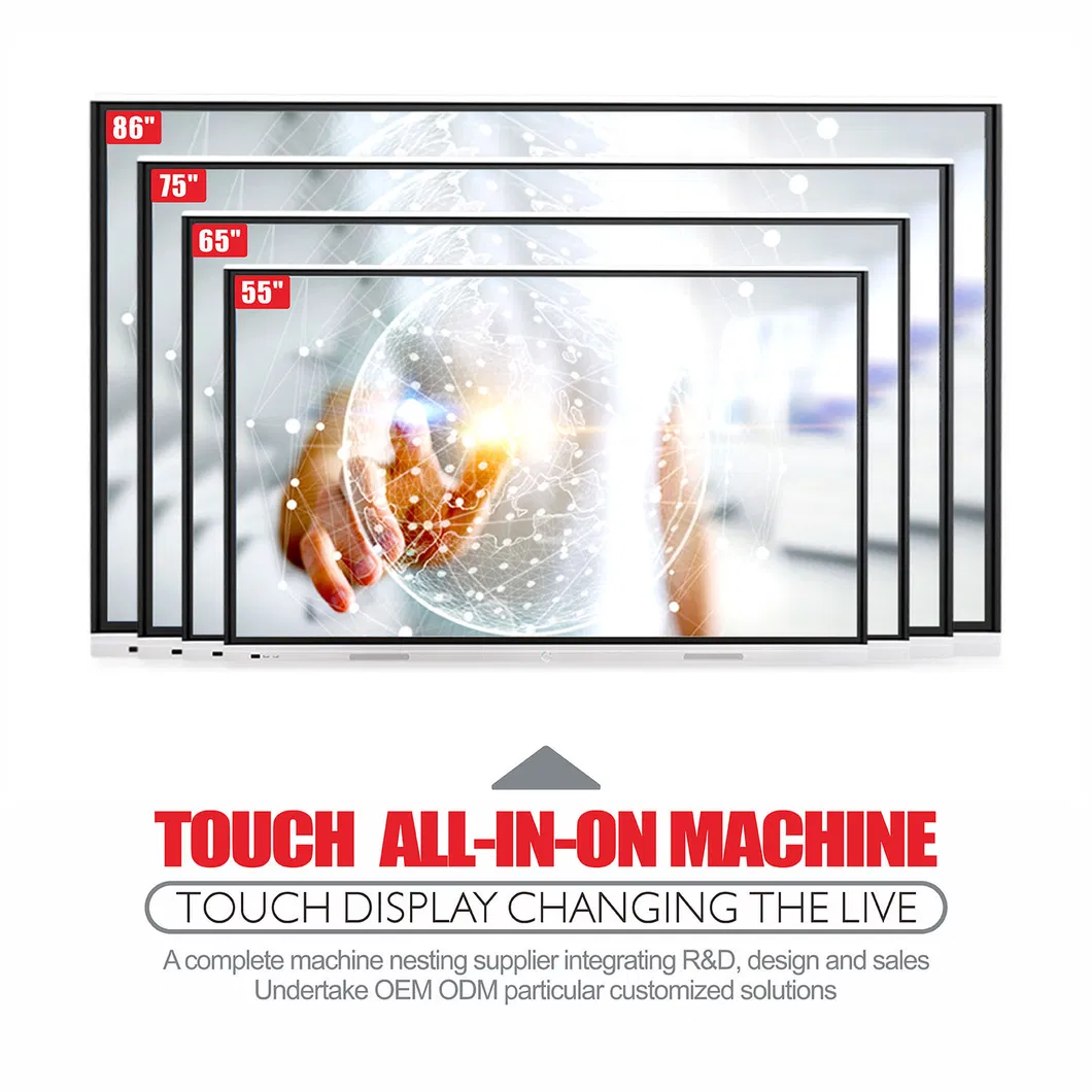 T6 Series 86 Inch 20 Points Multi-Touch Smartboard Interactive Flat Panel with Android+Windows System Used for Conference&Training