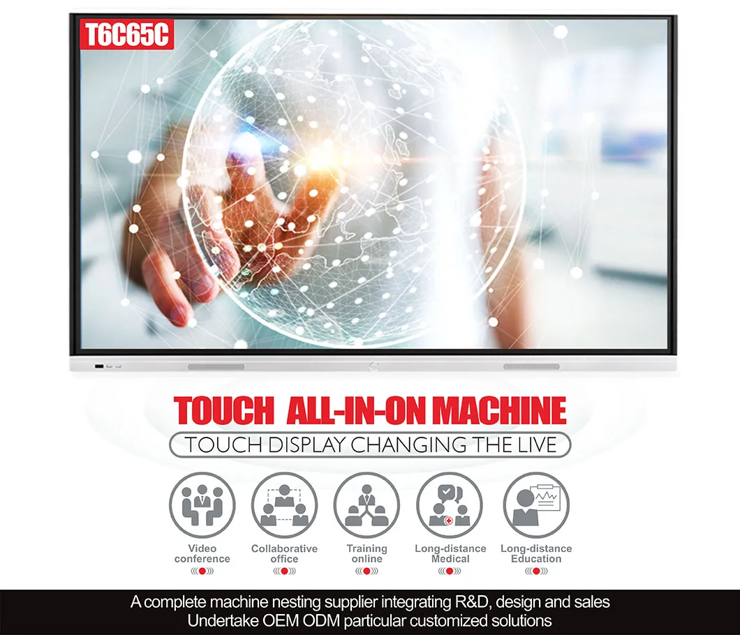 T65c65c Nesting 65inch Anti-Glare Toughened Glass Interactive Flat Panel for Conference