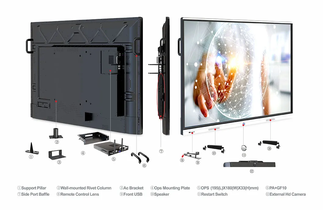 T65c65c Nesting 65inch Anti-Glare Toughened Glass Interactive Flat Panel for Conference